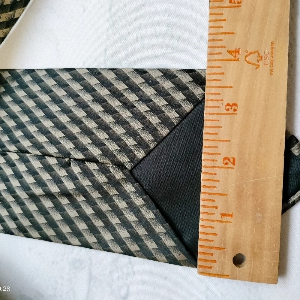 Pavone Black Taupe Men's Silk Tie Necktie Stripe Checks Made in Italy Formal